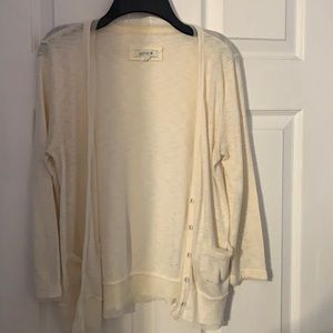 Aerie Cream Button Up Cardigan 3/4 Cropped Sleeves
